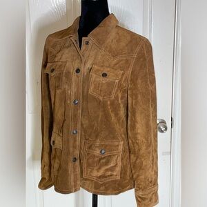 Vintage  Women’s GAP western Suede cowhide brown Leather jacket rancher Medium‍﻿